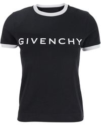Givenchy - Crewneck T-Shirt With Logo Lettering On The Front And 4G Logo On The Rear - Lyst