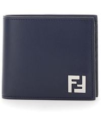 Fendi - Bi-Fold Wallet With Ff Plate On The Front - Lyst