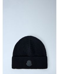 Moncler - Ribbed Knit Beanie With Logo Patch - Lyst
