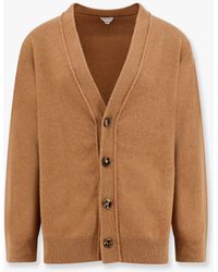 Bottega Veneta - Cashmere Cardigan With Intrecciato Iconic Motif Leather Details - Lyst