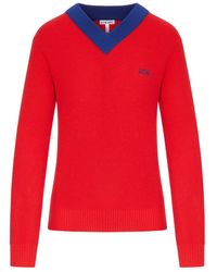 Loewe - Textured Cotton-Wool Blend Sweater With A Contrasting Collar - Lyst