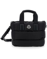 Moncler - 'Karadoc' Mini Handbag With Adjustable And Removable Shoulder Strap And Logo Patch On The Front - Lyst