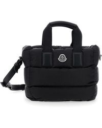 Moncler - 'Karadoc' Mini Handbag With Adjustable And Removable Shoulder Strap And Logo Patch On The Front - Lyst