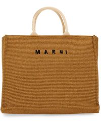 Marni - Large Raffia Effect Fabric Tote Bag - Lyst