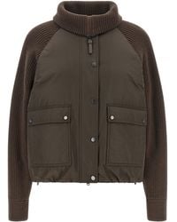 Brunello Cucinelli - Knit Insert Down Jacket - Lyst