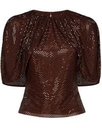 Self-Portrait - Self Portrait Rhinestone-Embellished Tulle Top With Cape Sleeves - Lyst