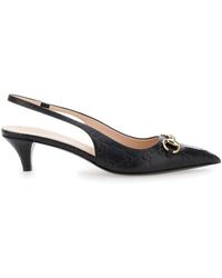 Gucci - Horsebit Leather Slingback Pump - Lyst
