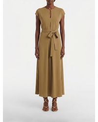 Max Mara - A-Line Stretch Viscose Midi Dress With Tie Belt - Lyst