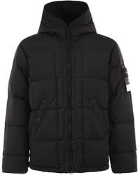 Stone Island - Nylon Metal Hooded Down Jacket With Compass Badge - Lyst