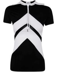 Jean Paul Gaultier - Viscose Baby Tee Shirt With Inlaid Chevron, "Gaultier" Patch Detail And Hood - Lyst
