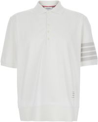 Thom Browne - Polo Shirt With Classic Collar And 4-Bar Detail On The Sleeve - Lyst