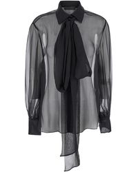 Valentino - Shirt With Classic Collar And Neck Scarf - Lyst