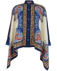 La DoubleJ - Silk 'Foulard' Shirt With Draping And Floral Print For - Lyst