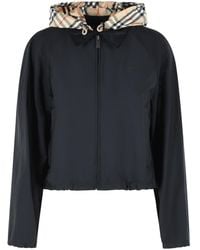 Burberry - Cropped 'Newcott' Polyamide Hooded Jacket - Lyst