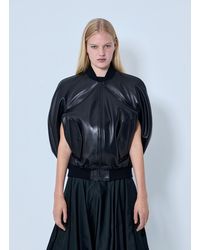 Balenciaga - Structured Leather Bomber Jacket - Lyst