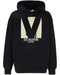 Valentino - 'Chez' Hoodie With Drawstring Hood And Maxi Logo Print On The Front - Lyst