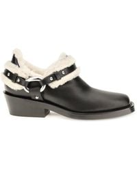Rabanne - Rabanne Shearling Trim Biker Ankle Boots - Lyst