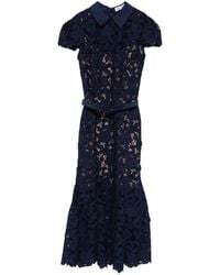 Self-Portrait Wave Lace Dress in Green | Lyst