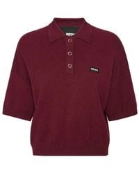 ROTATE BIRGER CHRISTENSEN - Burgundy Polo Shirt With Logo Patch - Lyst