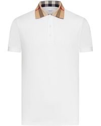 Burberry - Check Collar Polo Shirt - Lyst