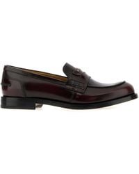 Fendi - Burgundy Leather Ateneo Loafers - Lyst