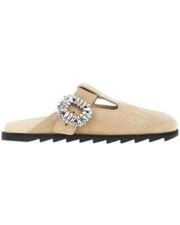 Roger Vivier - 'Slidy Viv' Suede Leather Mules - Lyst