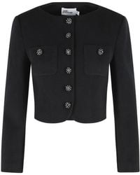 Self-Portrait - Self Portrait Wool Blend Padded Jacket - Lyst