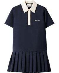 Miu Miu - Polo Shirt Dress With Pleated Hem - Lyst
