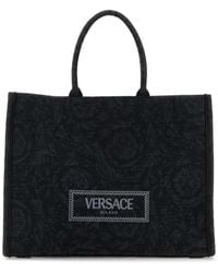 Versace - Embroidered Fabric Big Athena Shopping Bag - Lyst