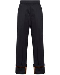 Herno - Cotton Gabardine Trousers With Turn-Up Hems - Lyst