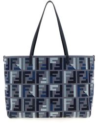 Fendi Embroidered Straw Large Roll Shopping Bag in Brown | Lyst