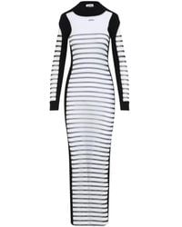 Jean Paul Gaultier - Mix Mesh And Knit Long Sleeves Dress Printed "Mariniere" - Lyst