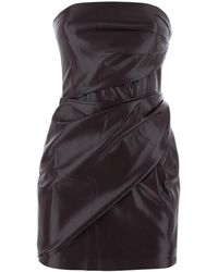 ANDAMANE - Bordeaux Dress With With All-Over Drapes - Lyst
