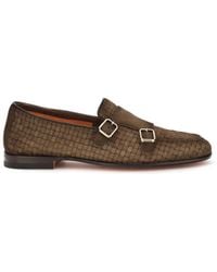 Santoni - Woven Leather Loafers - Lyst