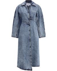 Alaïa - Alaã¯A Long Denim Spiral Trench - Lyst