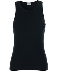 Brunello Cucinelli - Top With Round Neck And Ribbed Design - Lyst