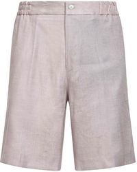 Etro - Stretch Linen Blend Bermuda Shorts - Lyst