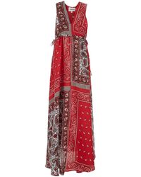 P.A.R.O.S.H. - P.A.R.O..H. 'Shiele' Long Dress With V-Neck And All-Over Bandana Motif - Lyst