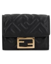 Fendi - Nappa Leather Baguette Micro Trifold Wallet - Lyst