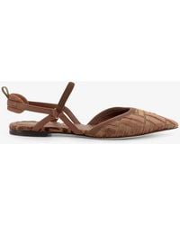Fendi - Ff Jacquard Velvet Slingback Ballerinas - Lyst