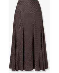 Fendi - Midi Ff Jacquard Silk Skirt - Lyst