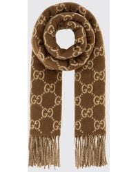 Gucci - Gg Monogram Pure Cashmere Scarf With Fringed Edges - Lyst