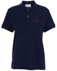 Ami Paris - Polo Shirt With Classic Collar And Adc Embroidery On The Front - Lyst