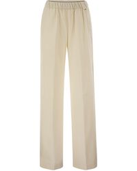 Herno - Wide-Leg Flannel-Effect Trousers With Elasticated Waistband - Lyst