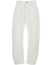 Jil Sander - Jeans With Logo Patch On The Rear And Fringed Hem - Lyst