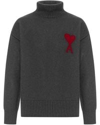 Ami Paris - Ami De Coeur Wool High Neck Sweater - Lyst
