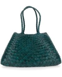 Dragon Diffusion - 'Santa Croce' Large Shoulder Bag With Woven Motif And Two Top Handles - Lyst