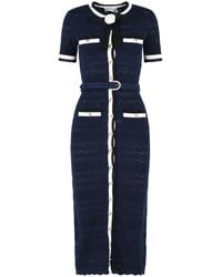 Self-Portrait - Self Portrait Cotton Blend Openwork Knit Midi Dress - Lyst