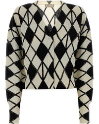Blumarine - Embroidered Wool Blend Cardigan - Lyst