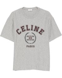 Celine - Logo Cotton T-Shirt - Lyst